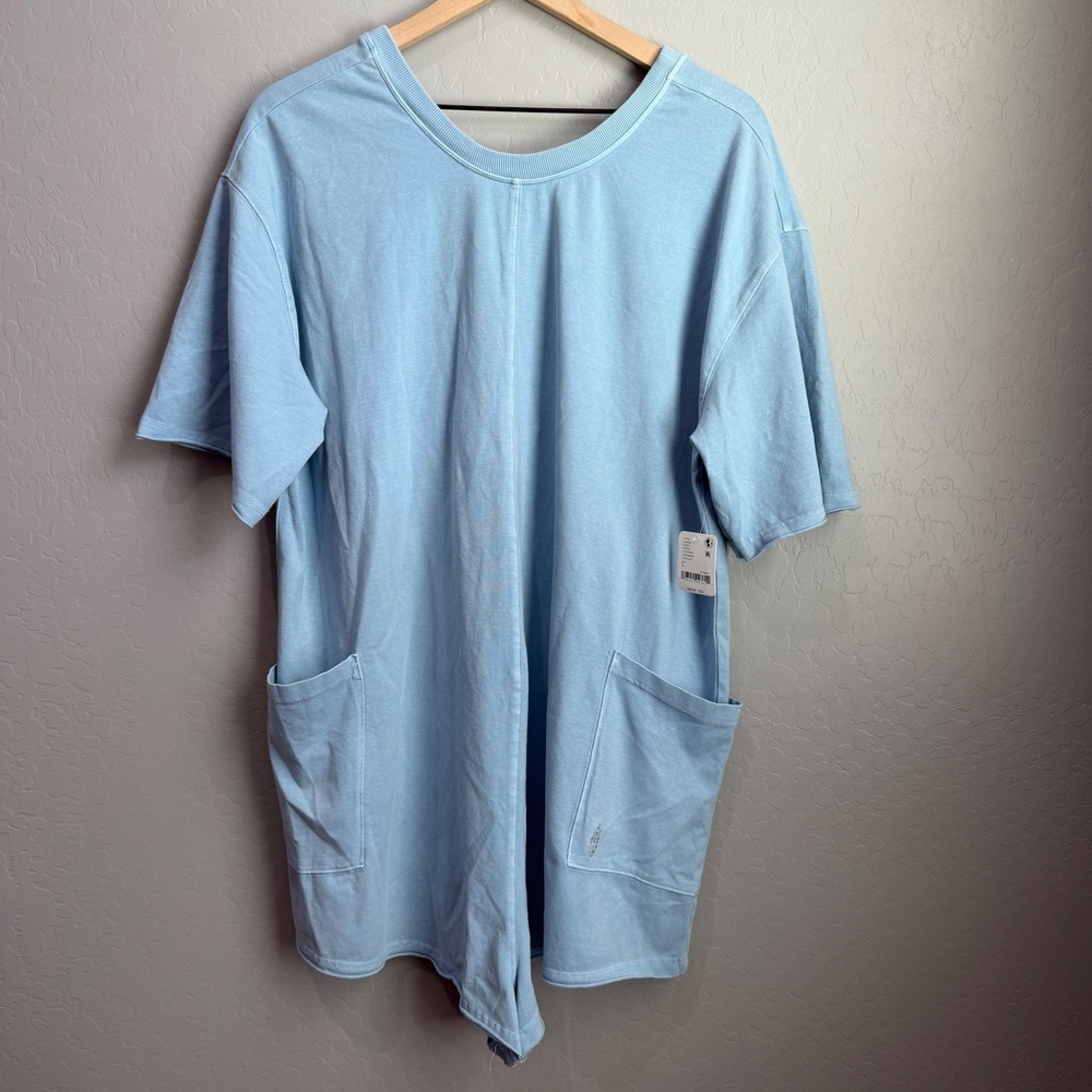 FP Movement Free People Hot Shot Tee Romper Steel Blue Size Large NWT - Picture 5 of 8